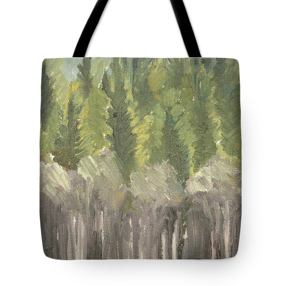 Landskap Tote Bag featuring the painting Dala spring winter  Dala vaarvinter 1995-97 1 of 7 clean cut up to 60x75 cm on canvas by Marica Ohlsson