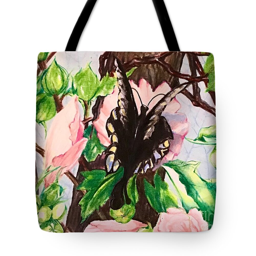 Butterfly Tote Bag featuring the painting Dalliance by Laurel Adams