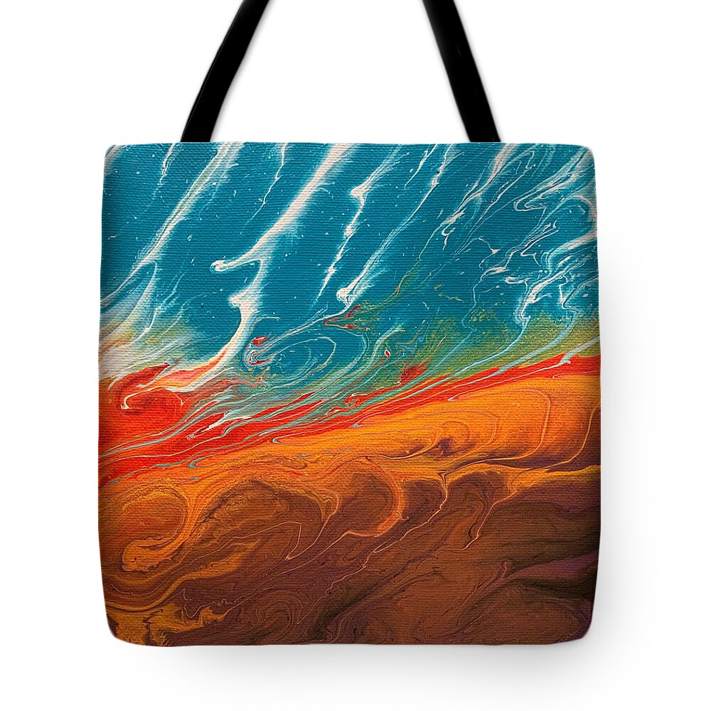 Abstract Tote Bag featuring the painting Creation Dance by Lon Chaffin