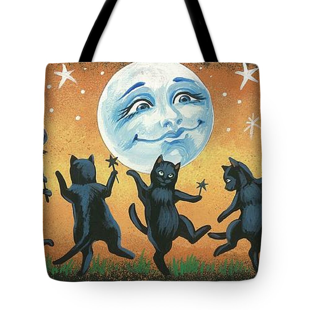 Ryta Tote Bag featuring the painting Dance Of The Black Cats by Margaryta Yermolayeva