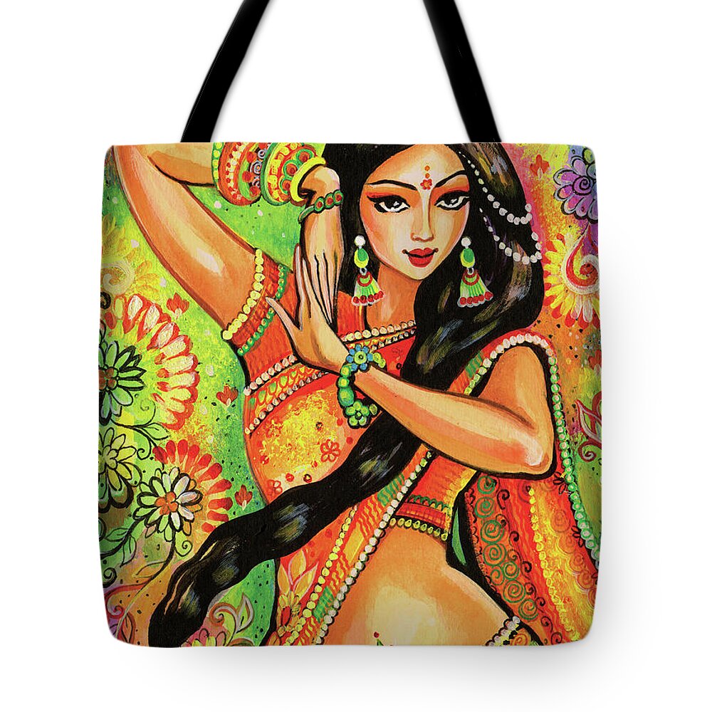 Indian Dancer Tote Bag featuring the painting Dancing Nithya by Eva Campbell