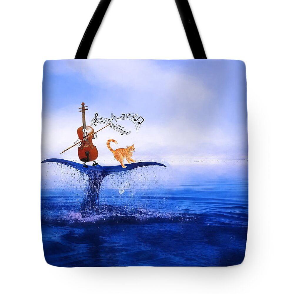 Fiddles Tote Bag featuring the mixed media Dancing on Whale Tails by Colleen Taylor