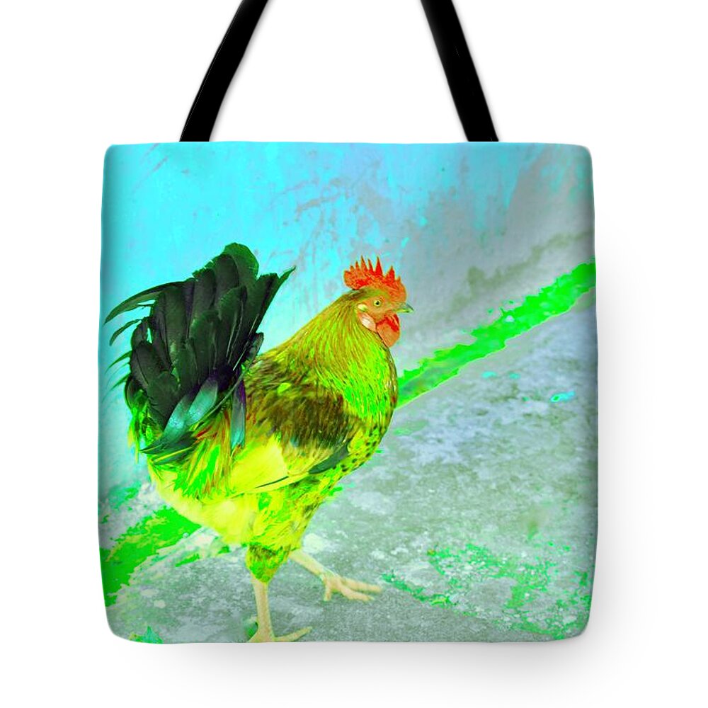 Photograph Tote Bag featuring the photograph Dancing Rooster by Debra Grace Addison
