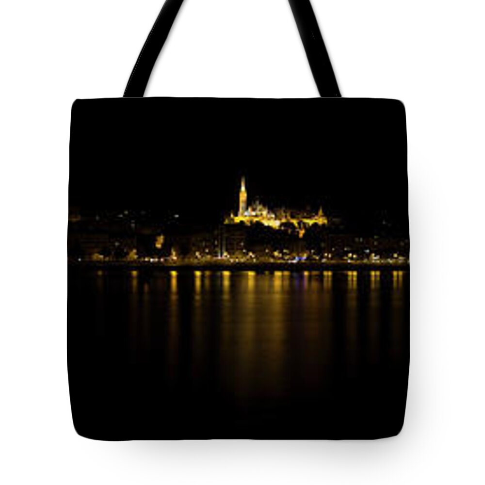 Danube Tote Bag featuring the photograph Danube Night View in Budapest by Vivida Photo PC