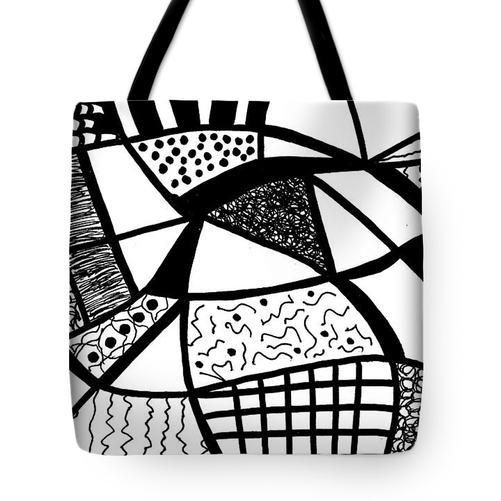 Original Drawing Tote Bag featuring the drawing Darkness And Light 11 by Susan Schanerman
