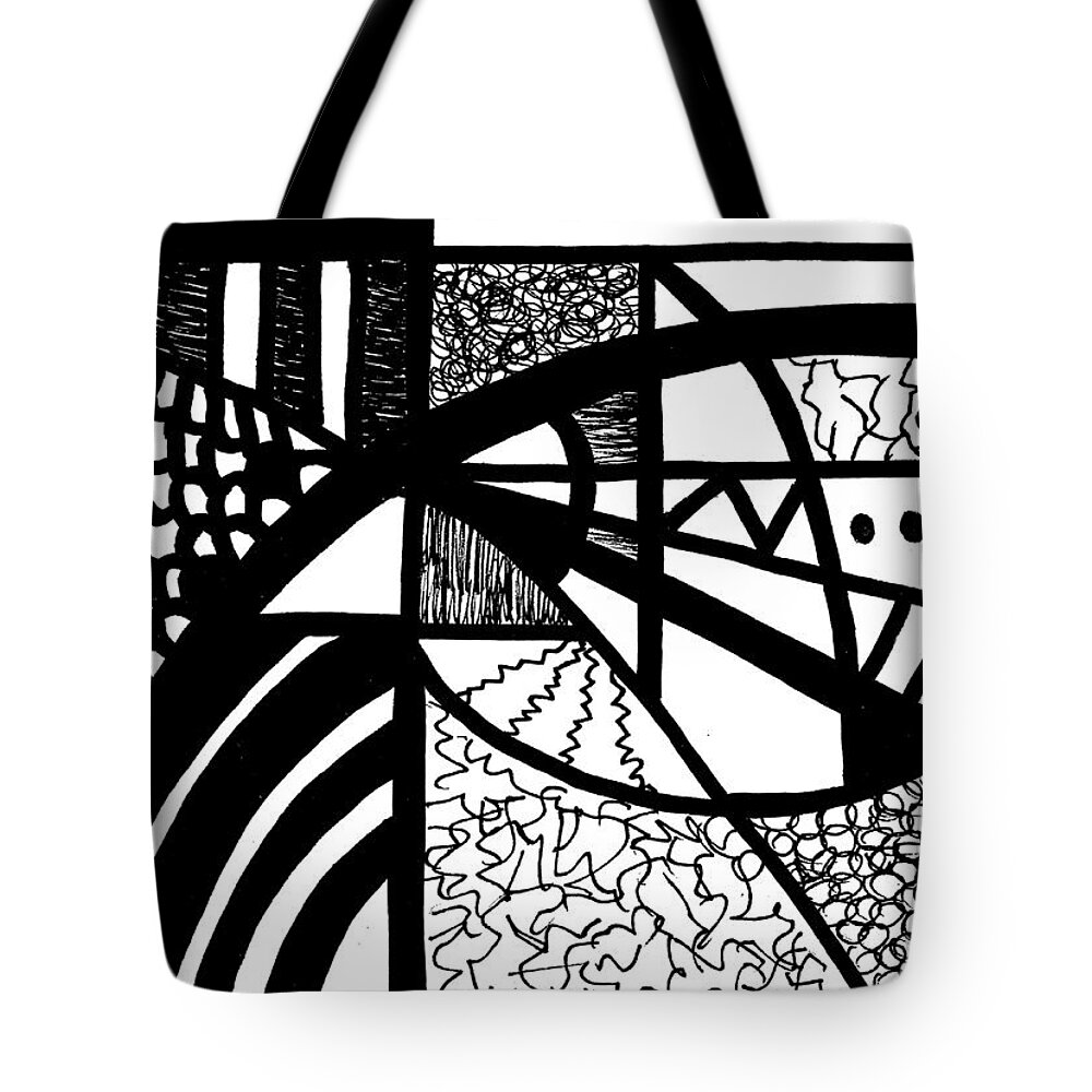 Original Drawing Tote Bag featuring the drawing Darkness And Light 2 by Susan Schanerman