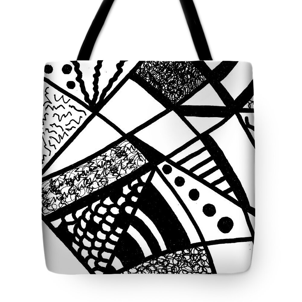 Original Drawing Tote Bag featuring the drawing Darkness And Light 6 by Susan Schanerman