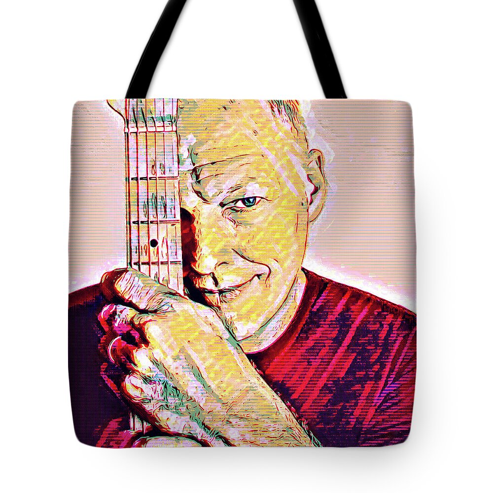 Digital Tote Bag featuring the digital art David Gilmour by Gary Grayson
