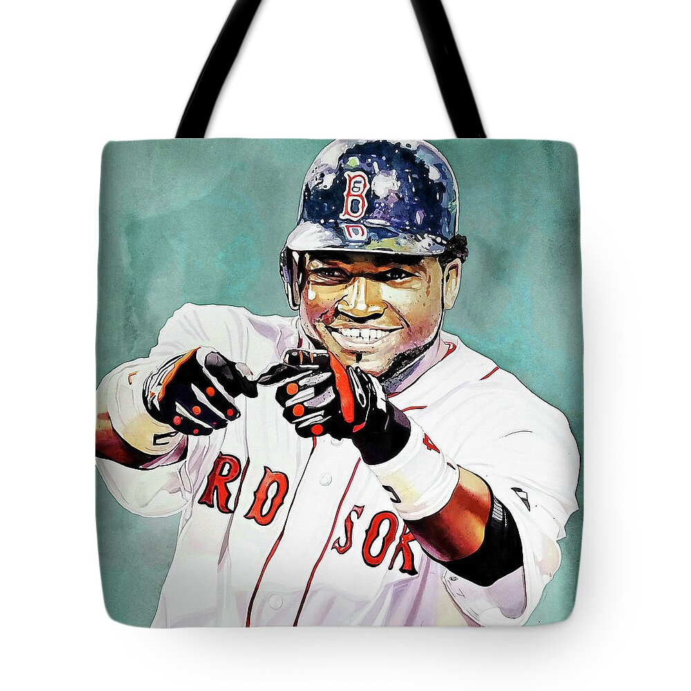 David Ortiz Tote Bag featuring the painting David Ortiz - Boston Red Sox by Michael Pattison