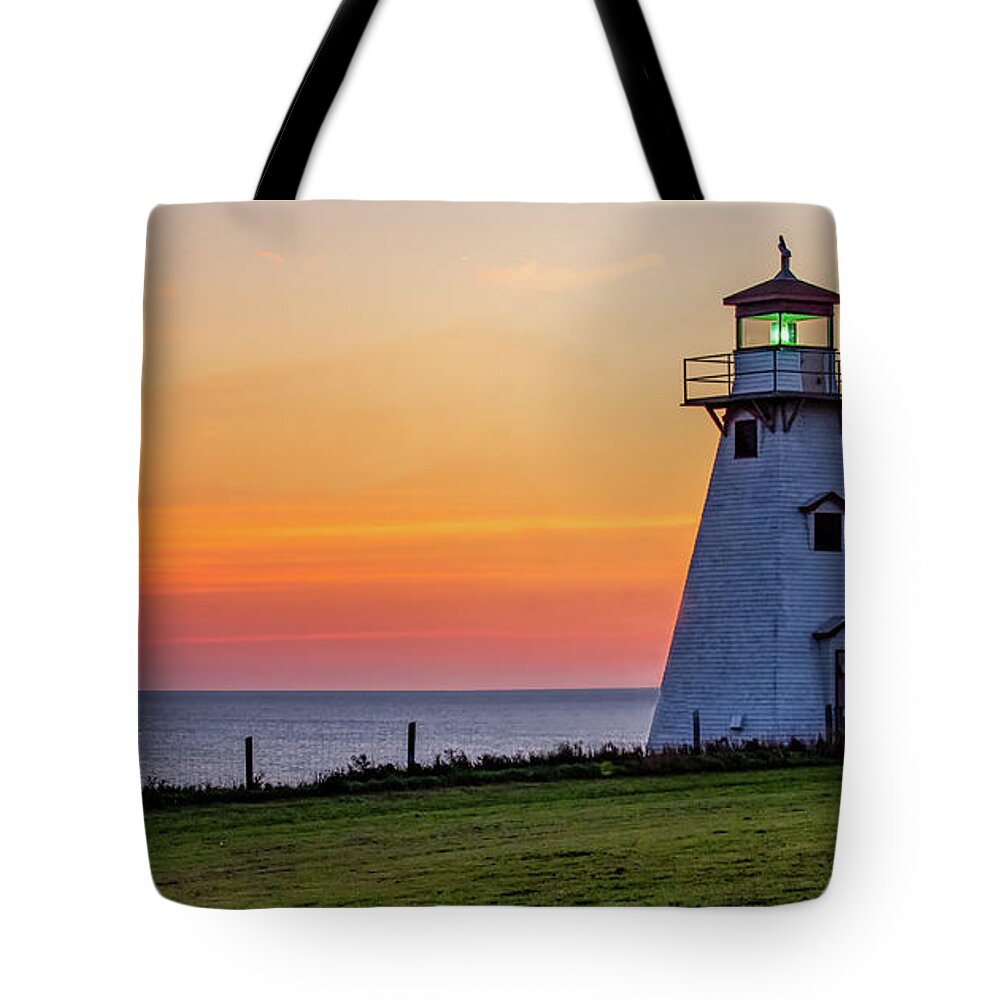 Canada Tote Bag featuring the photograph Dawn at Cape Tryon by Marcy Wielfaert