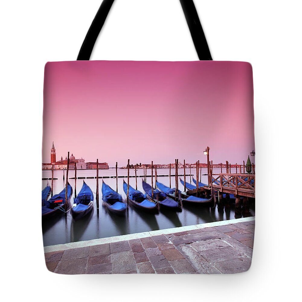 Clock Tower Tote Bag featuring the photograph Dawn At The Venetian Lagoon by Mammuth