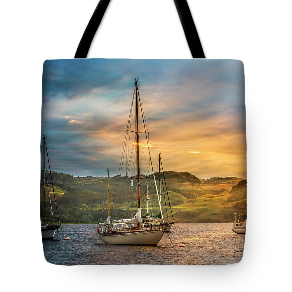 Boats Tote Bag featuring the photograph Dawn Light by Debra and Dave Vanderlaan
