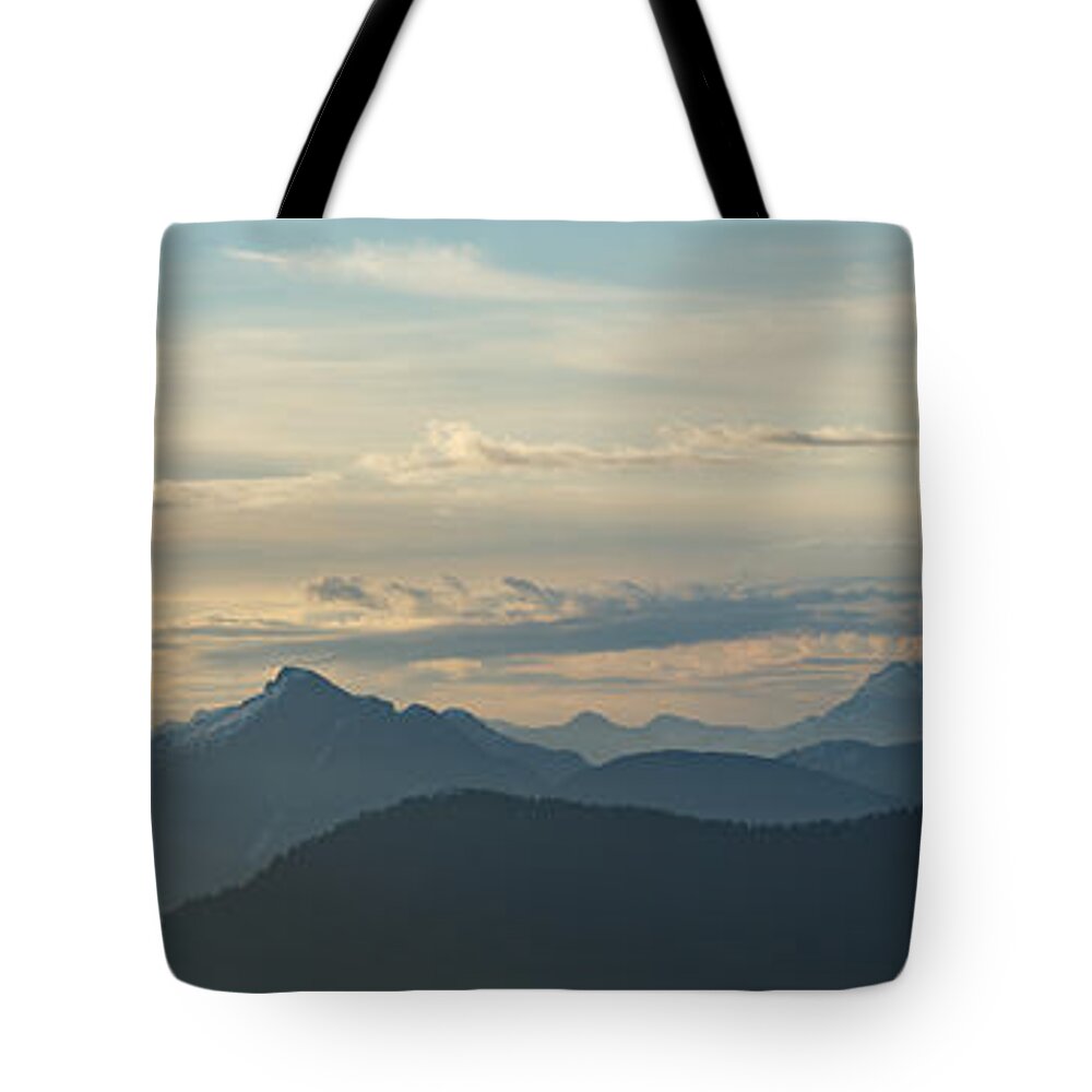 Canada Tote Bag featuring the photograph View From Mount Seymour at Sunrise Panorama by Rick Deacon