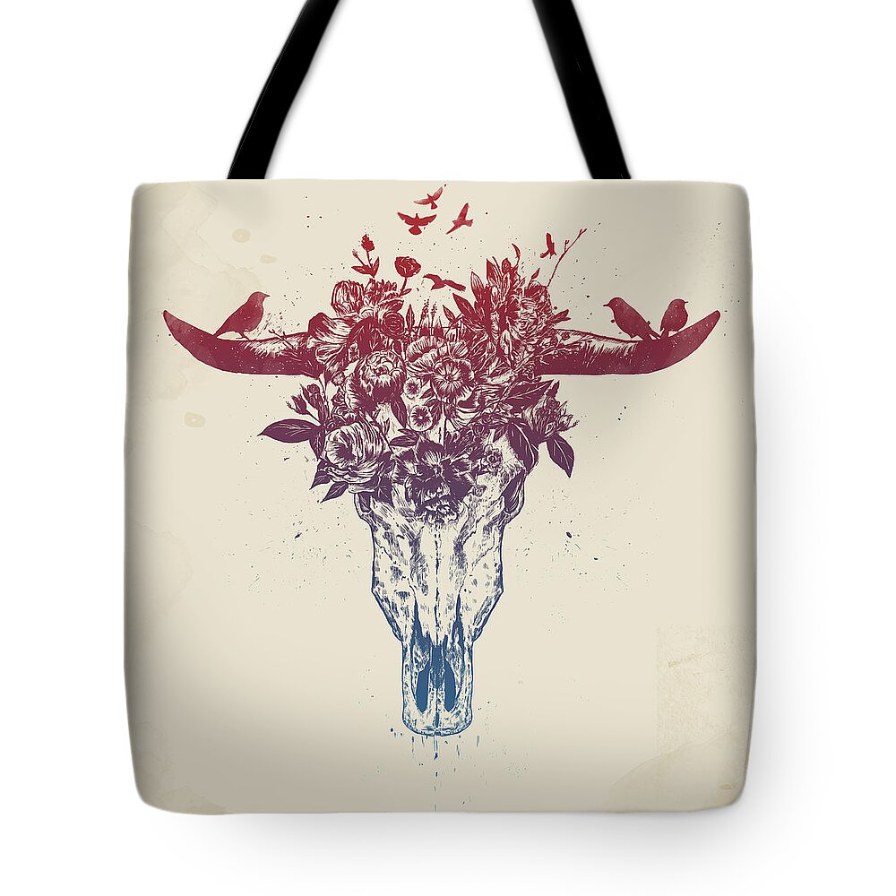 Bull Tote Bag featuring the drawing Dead summer by Balazs Solti