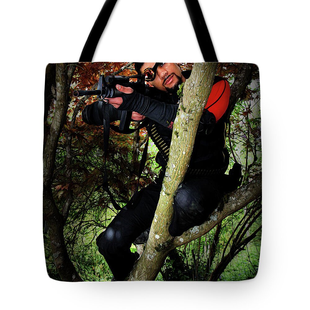 Deadshot Tote Bag featuring the photograph Deadshot by Jon Volden