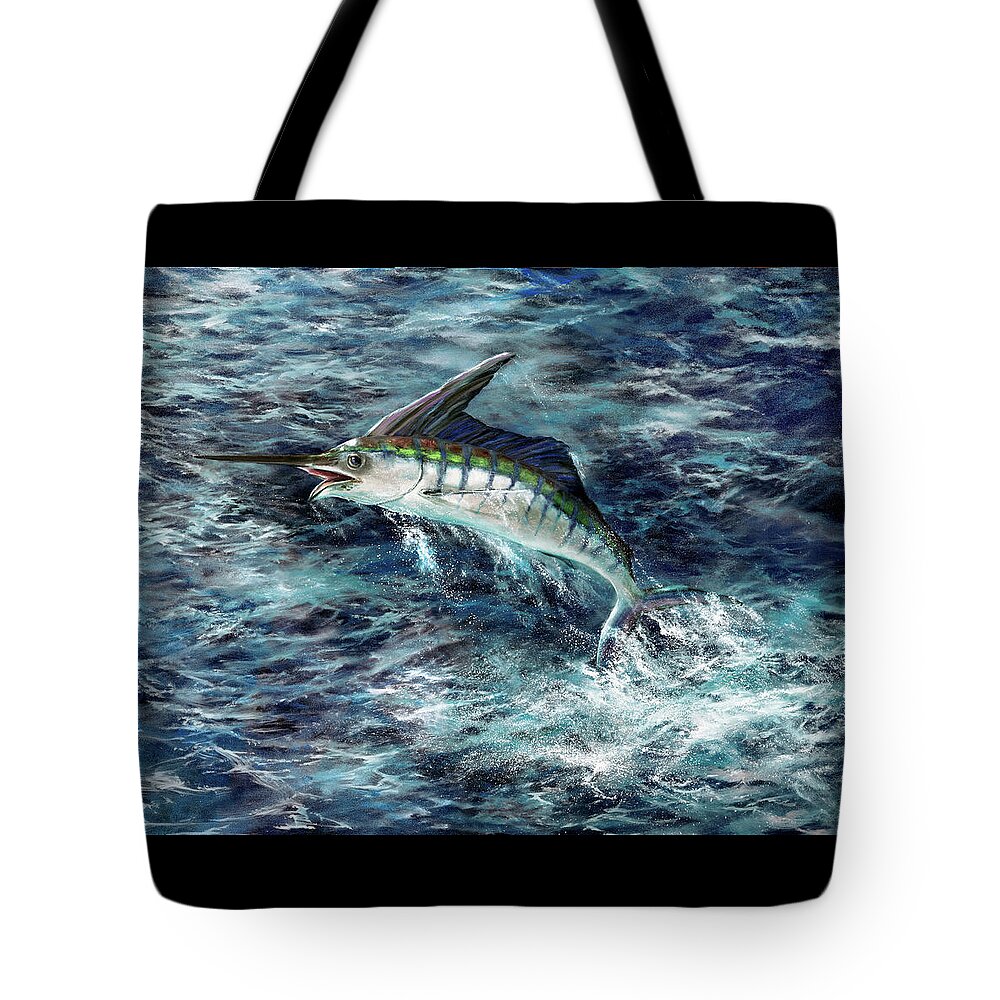 Ocean Tote Bag featuring the painting Deep Blue Marlin by Lynne Pittard