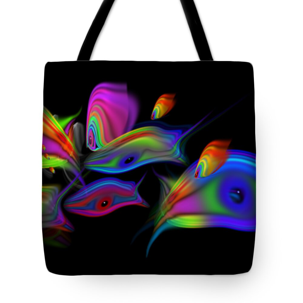 Rainbow Fish Tote Bag featuring the digital art Deep Cool by Charles Stuart