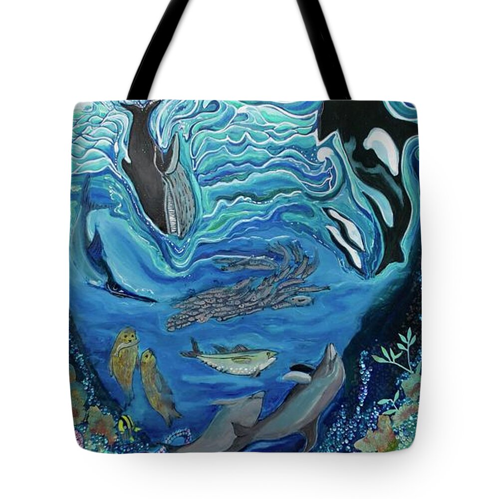 Ocean Tote Bag featuring the painting Deep Sea Treasures by Patricia Arroyo