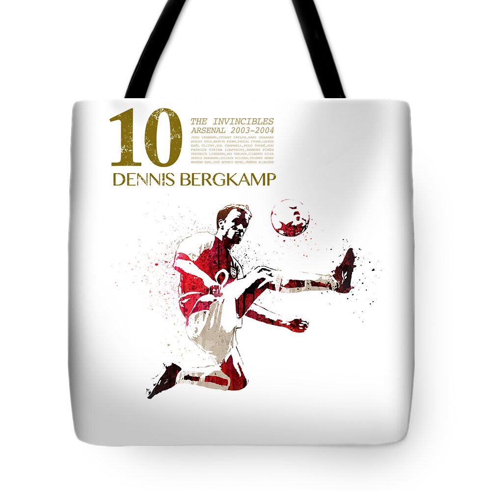 World Cup Tote Bag featuring the painting Dennis Bergkamp - The invincibles by Art Popop