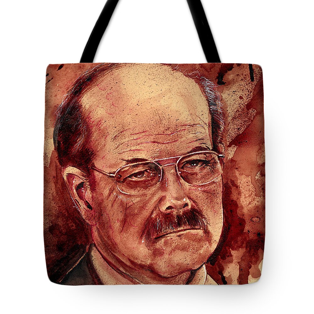 Ryan Almighty Tote Bag featuring the painting DENNIS RADER BTK port dry blood by Ryan Almighty