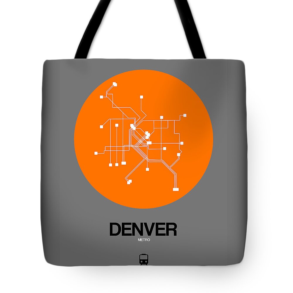 Vacation Tote Bag featuring the digital art Denver Orange Subway Map by Naxart Studio