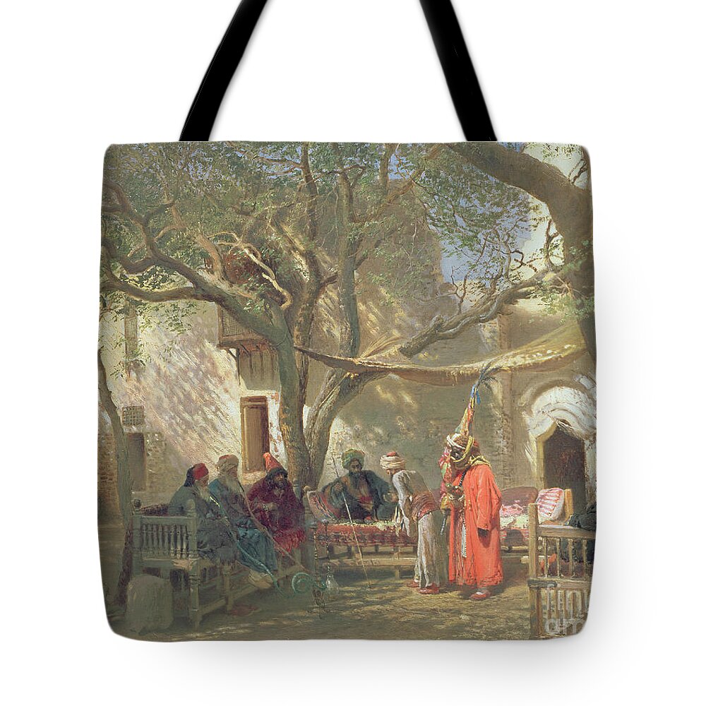 Bench Tote Bag featuring the painting Dervishes In Cairo, 1875 by Konstantin Egorovich Makovsky