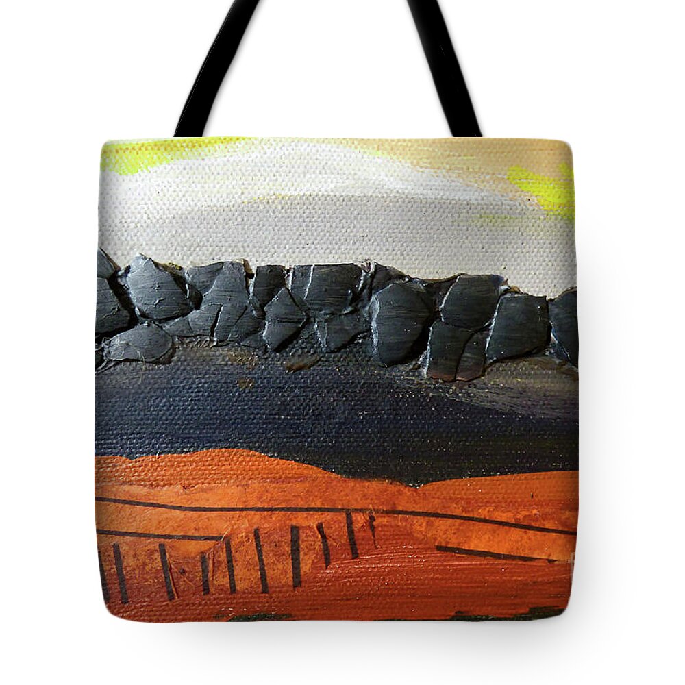 Astract Tote Bag featuring the mixed media Desert Mountain Sunset by Sharon Williams Eng