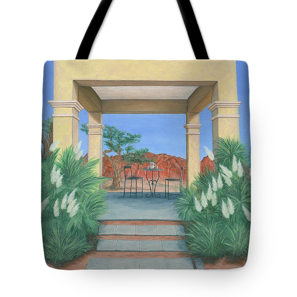 Desert Tote Bag featuring the painting Desert Oasis by Aicy Karbstein