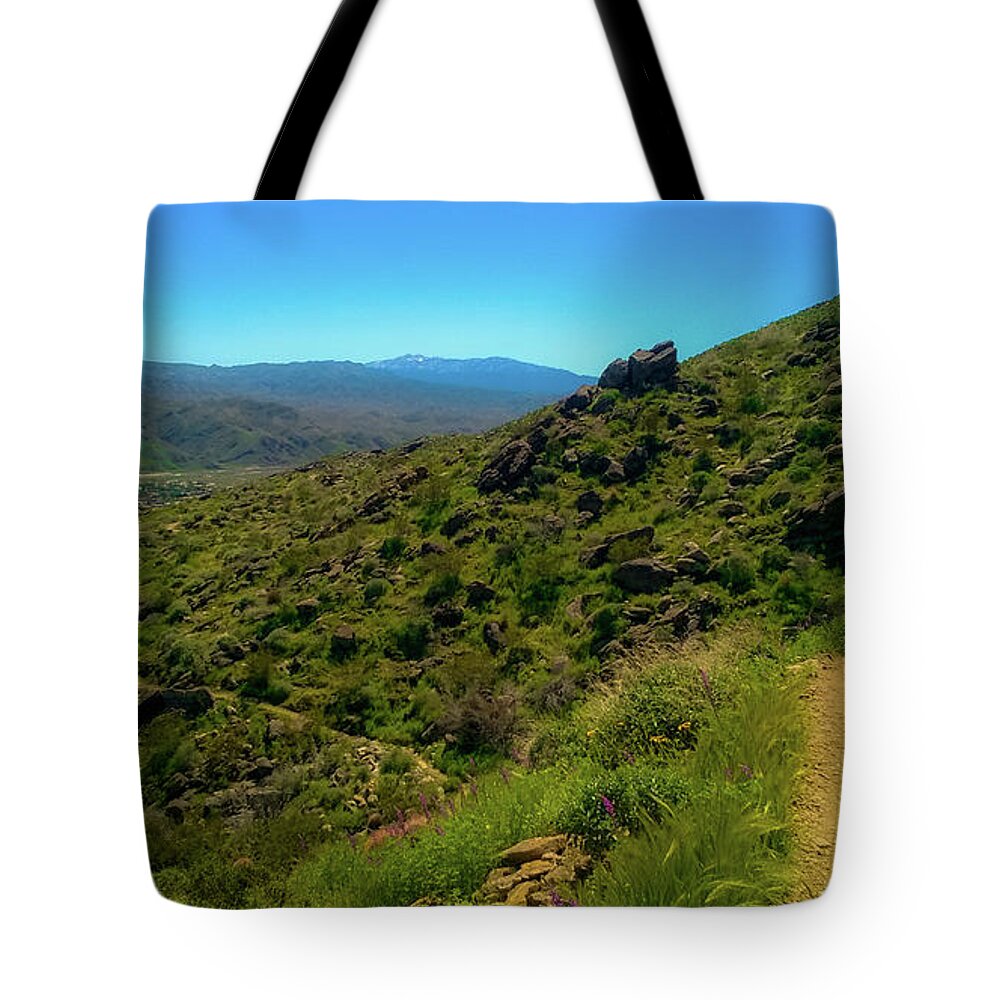 Palm Springs Desert Series Hiking Trail South Lykken Coachella Valley Tote Bag featuring the photograph Desert Series - South Lykken Trail by Lee Antle