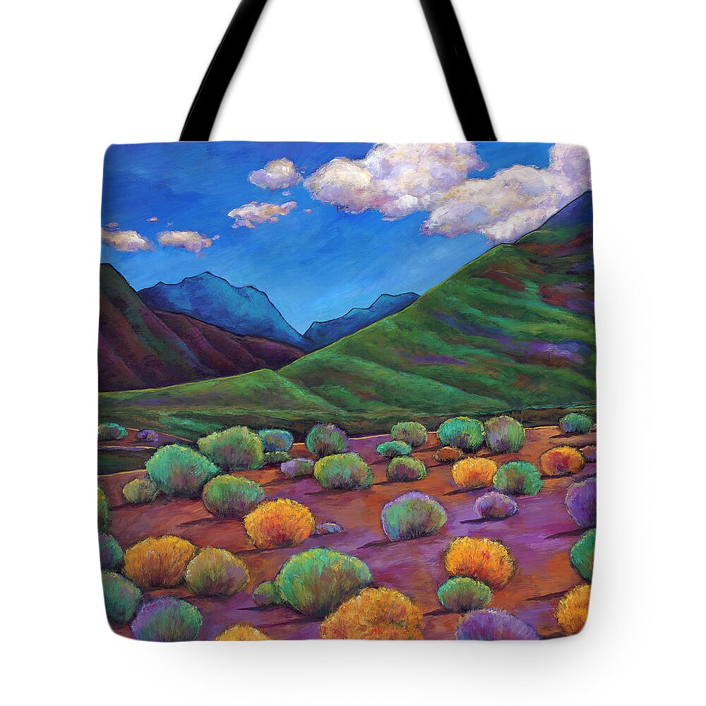 Arizona Tote Bag featuring the painting Desert Valley by Johnathan Harris
