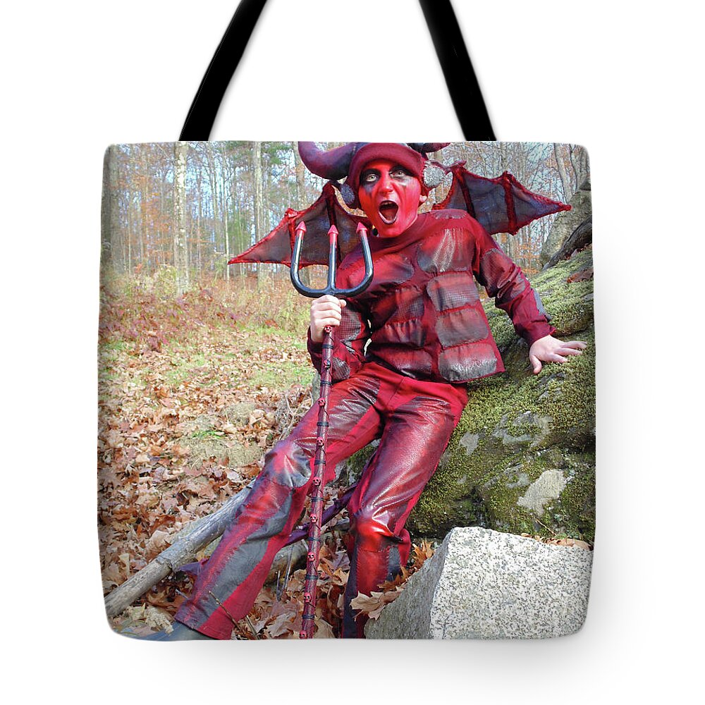 Halloween Tote Bag featuring the photograph Devil Costume 8 by Amy E Fraser