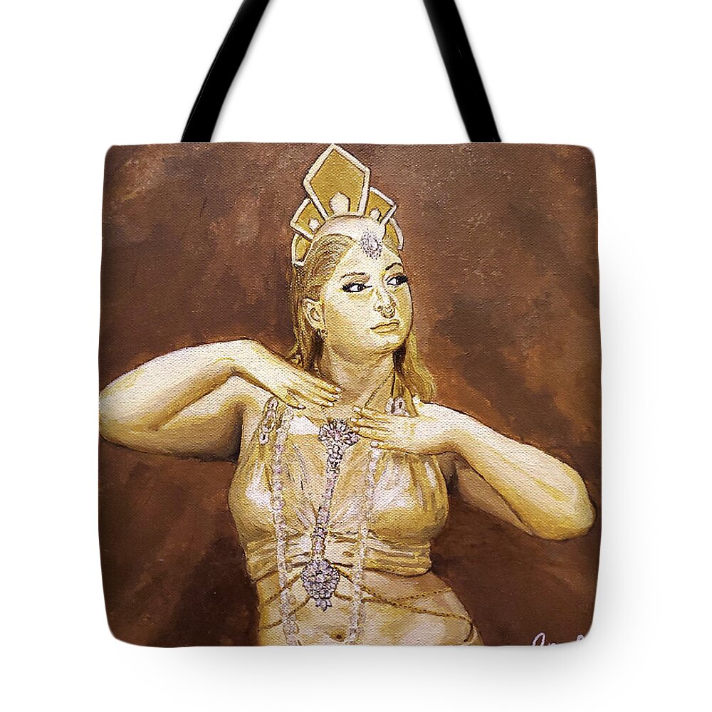 Portrait Tote Bag featuring the painting Di'Ahna Restry as Ayesha by Annalisa Rivera-Franz