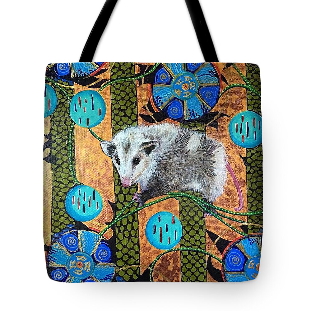 Possum Tote Bag featuring the painting Dinning in the Crabapple Tree by Linda Markwardt