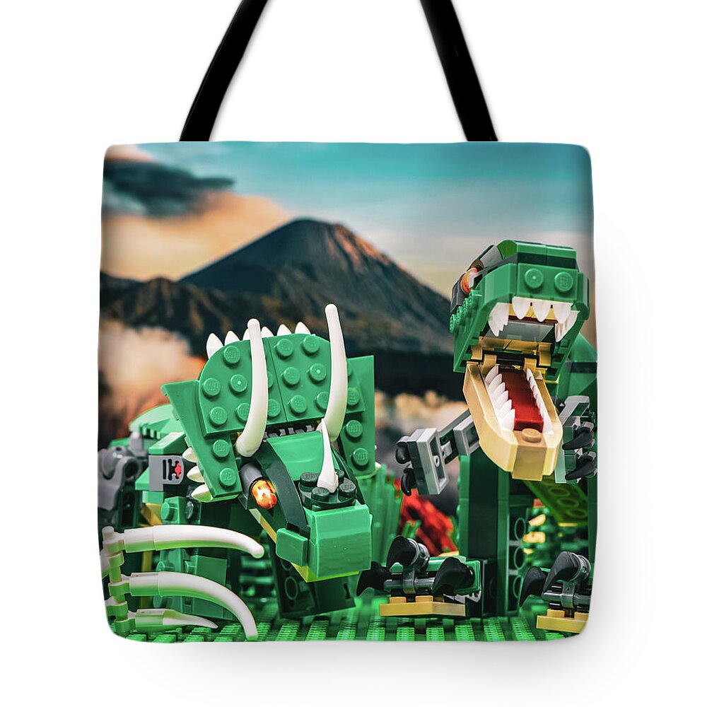 Lego Tote Bag featuring the photograph Dino Friends by Joseph Caban