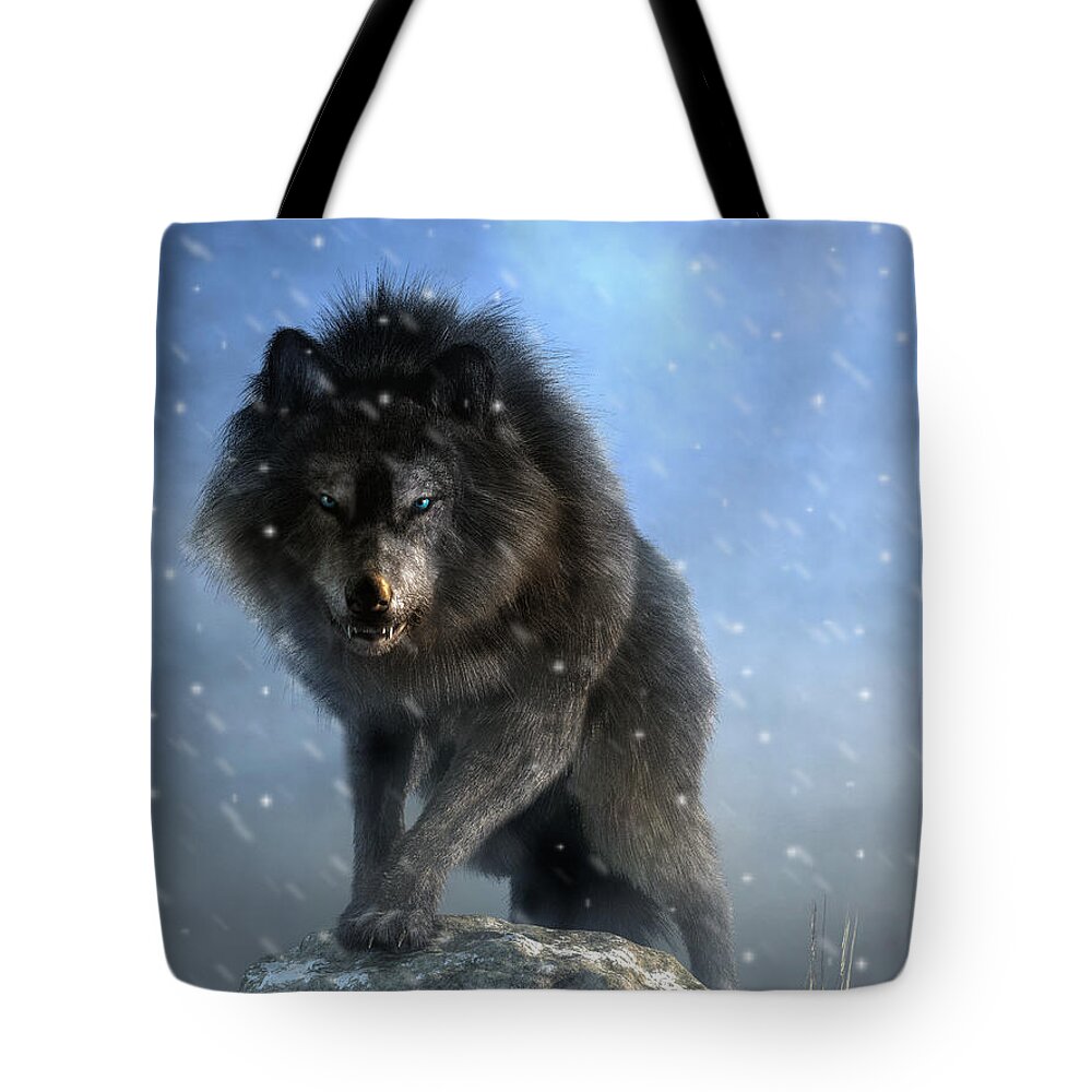 Dire Wolf Tote Bag featuring the digital art Dire Wolf by Daniel Eskridge