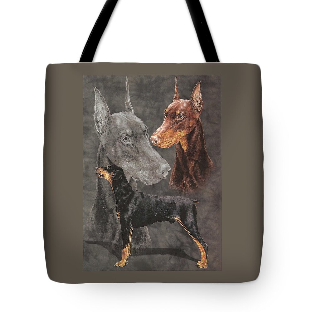 Working Group Tote Bag featuring the drawing Doberman Alteration by Barbara Keith