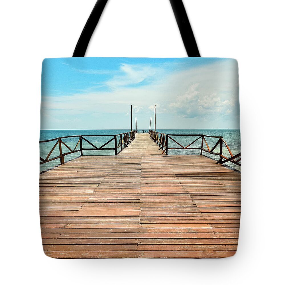 Skyline Tote Bag featuring the photograph Dock to infinity by Silvia Marcoschamer