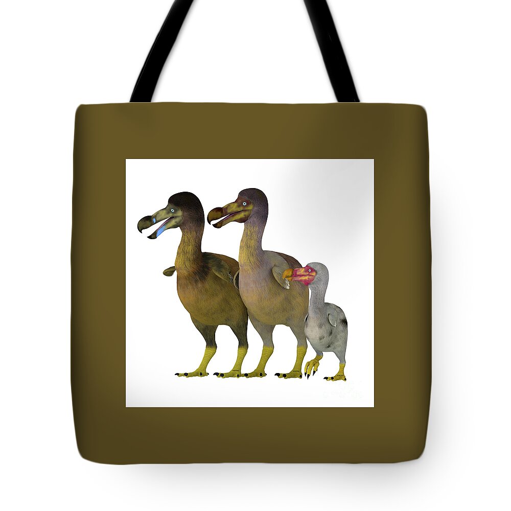 Dodo Tote Bag featuring the digital art Dodo Bird Family by Corey Ford
