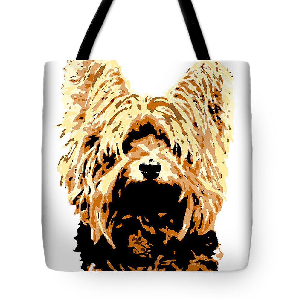 Dog Tote Bag featuring the digital art Dog 147 Yorkshire by Lucie Dumas