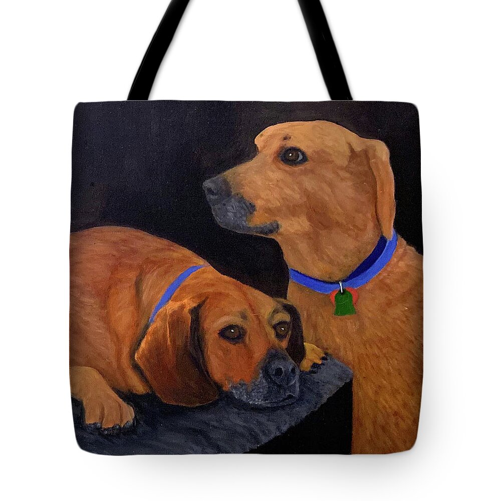 Dog Tote Bag featuring the painting Dog Love by Karen Zuk Rosenblatt