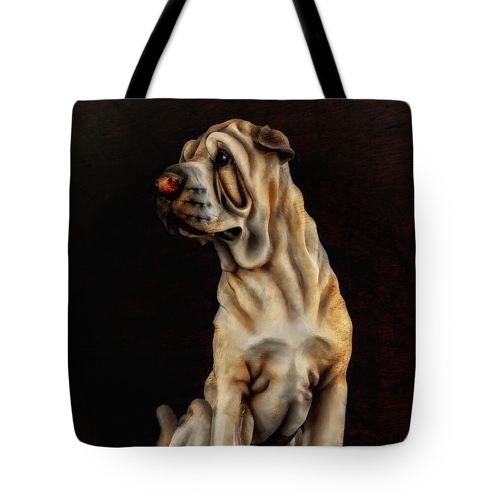 Dog Portrait Tote Bag featuring the digital art Dog portrait 63 by Kevin Chippindall