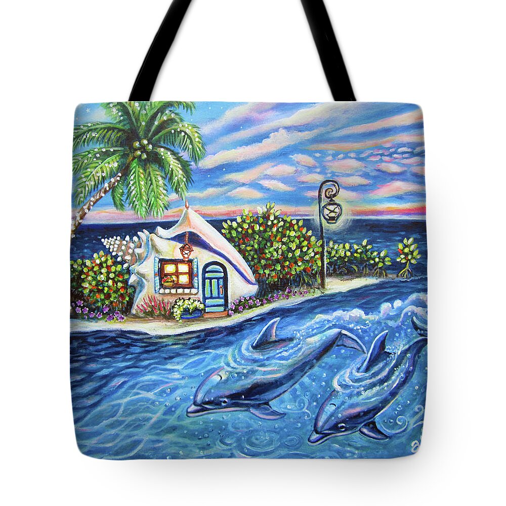Dolphins Tote Bag featuring the painting Dolphins of Glory by Abigail White