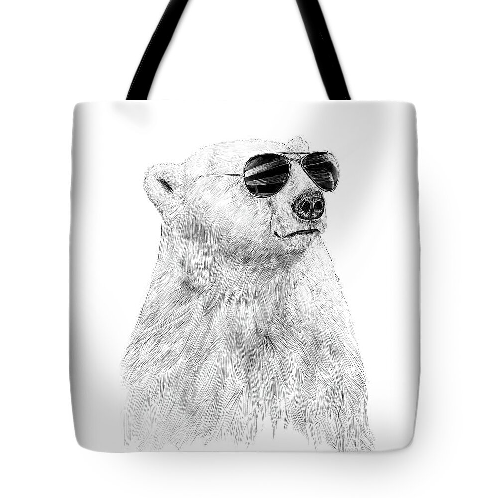 Polar Bear Tote Bag featuring the drawing Don't let the sun go down by Balazs Solti