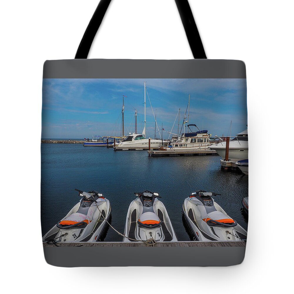 America Tote Bag featuring the photograph Door County Marina_679 by James C Richardson