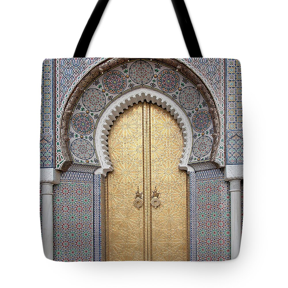 Handle Tote Bag featuring the photograph Door Of The Royal Palace, Fez, Morocco by Korhan Sezer