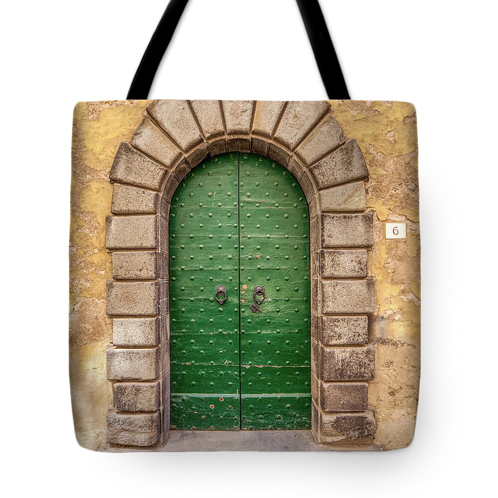 Tuscany Tote Bag featuring the photograph Door Six of Cortona by David Letts