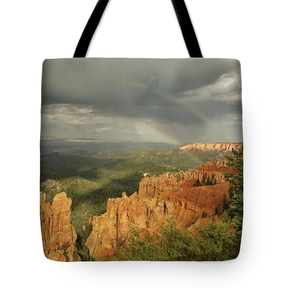 Utah Tote Bag featuring the photograph Double Rainbow Over Bryce by Tom Kelly