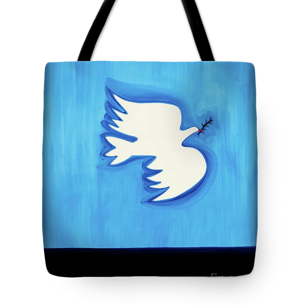 Dove With Leaf Tote Bag featuring the painting Dove With Leaf by Cristina Rodriguez