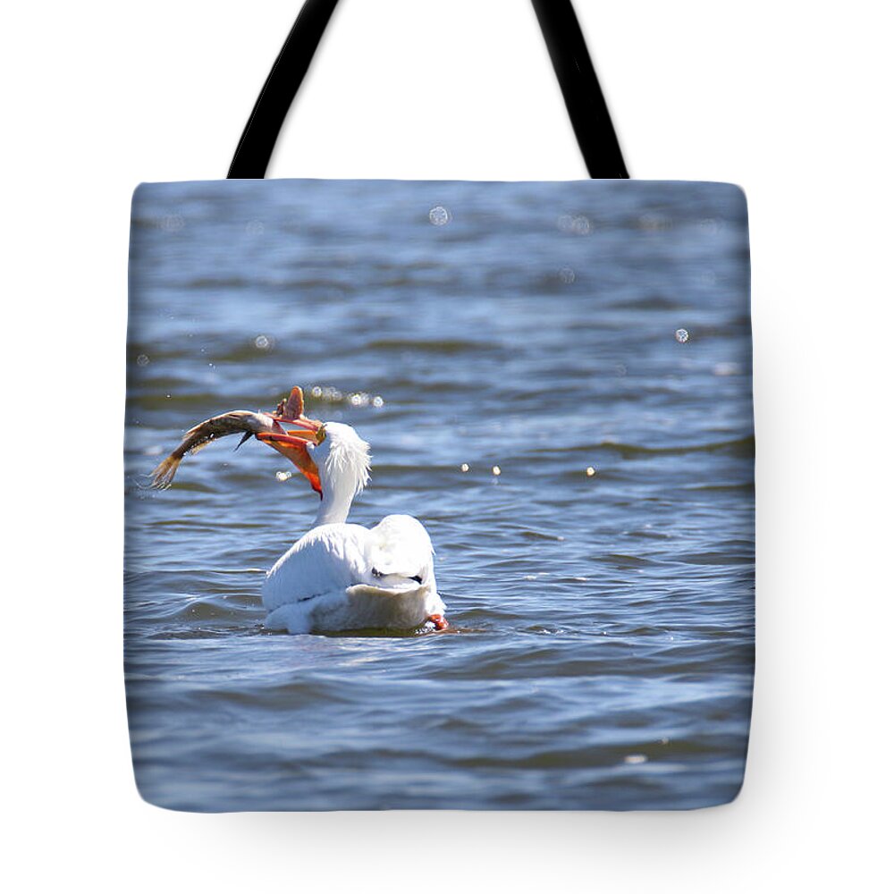 Pelican Tote Bag featuring the photograph Down the Hatch by Brook Burling
