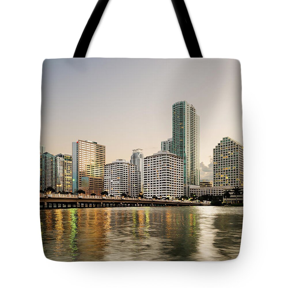 Downtown District Tote Bag featuring the photograph Downtown Miami, Brickell District by Raimund Koch